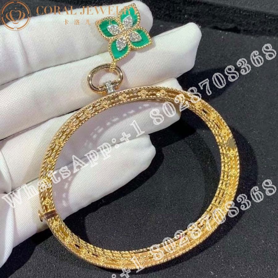 Roberto Coin Venetian Princess Bangle Rose Gold Bracelet with Malachite