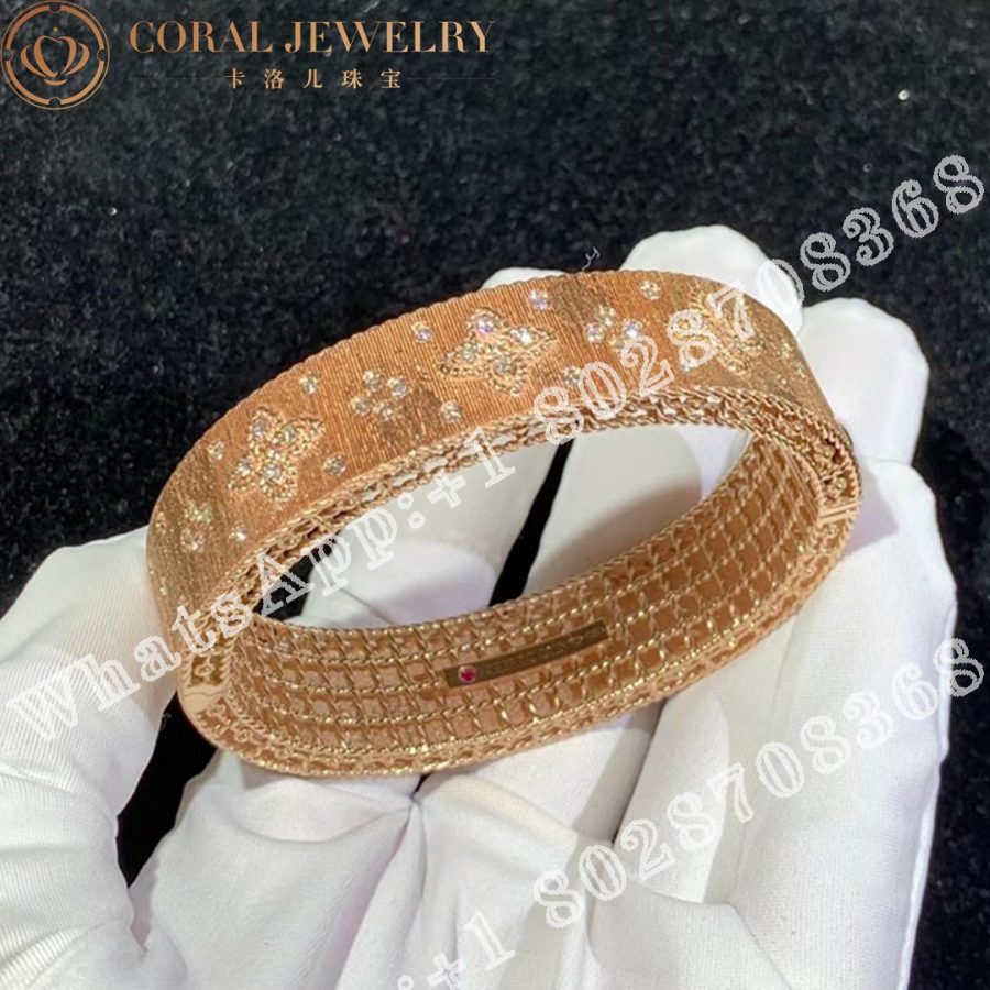 Roberto Coin Venetian Princess Satin Rose Gold Bangle Bracelet with Diamonds