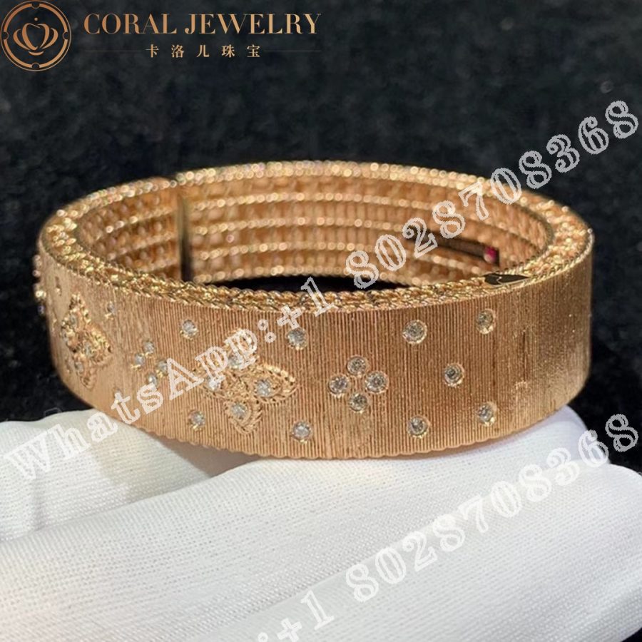 Roberto Coin Venetian Princess Satin Rose Gold Bangle Bracelet with Diamonds