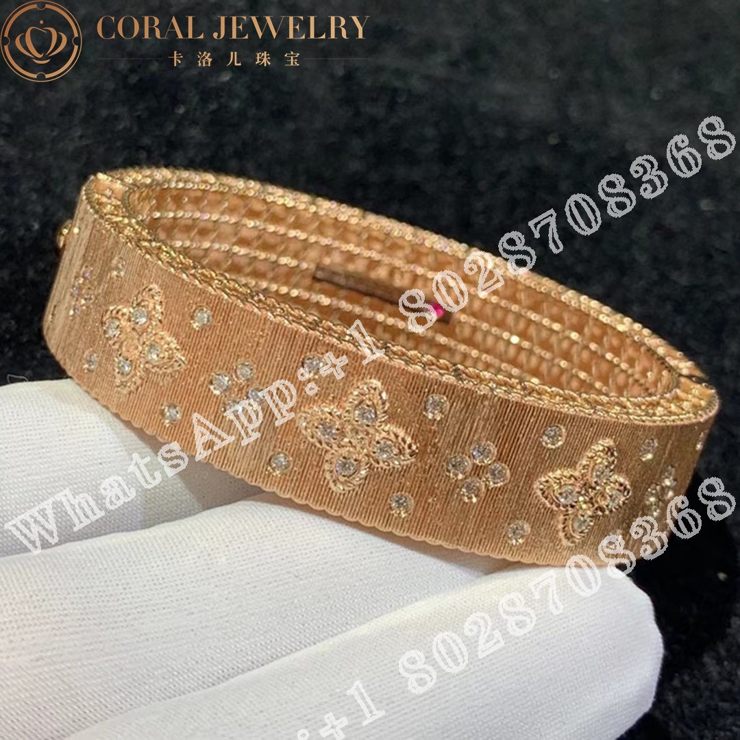 Roberto Coin Venetian Princess Satin Rose Gold Bangle Bracelet with Diamonds