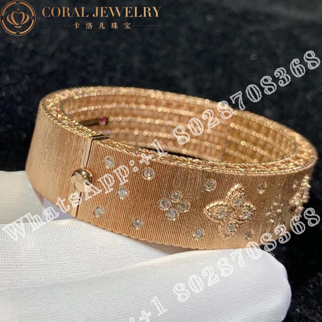 Roberto Coin Venetian Princess Satin Rose Gold Bangle Bracelet with Diamonds