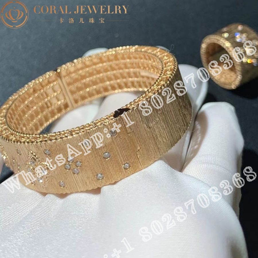 Roberto Coin Venetian Princess Satin Rose Gold Bangle Bracelet with Diamonds