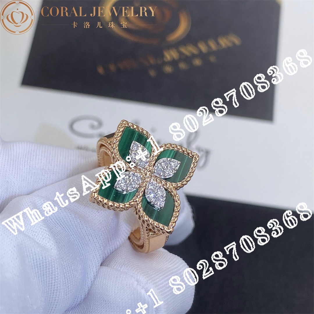 Roberto Coin Princess Flower Ring with Malachite and Diamonds