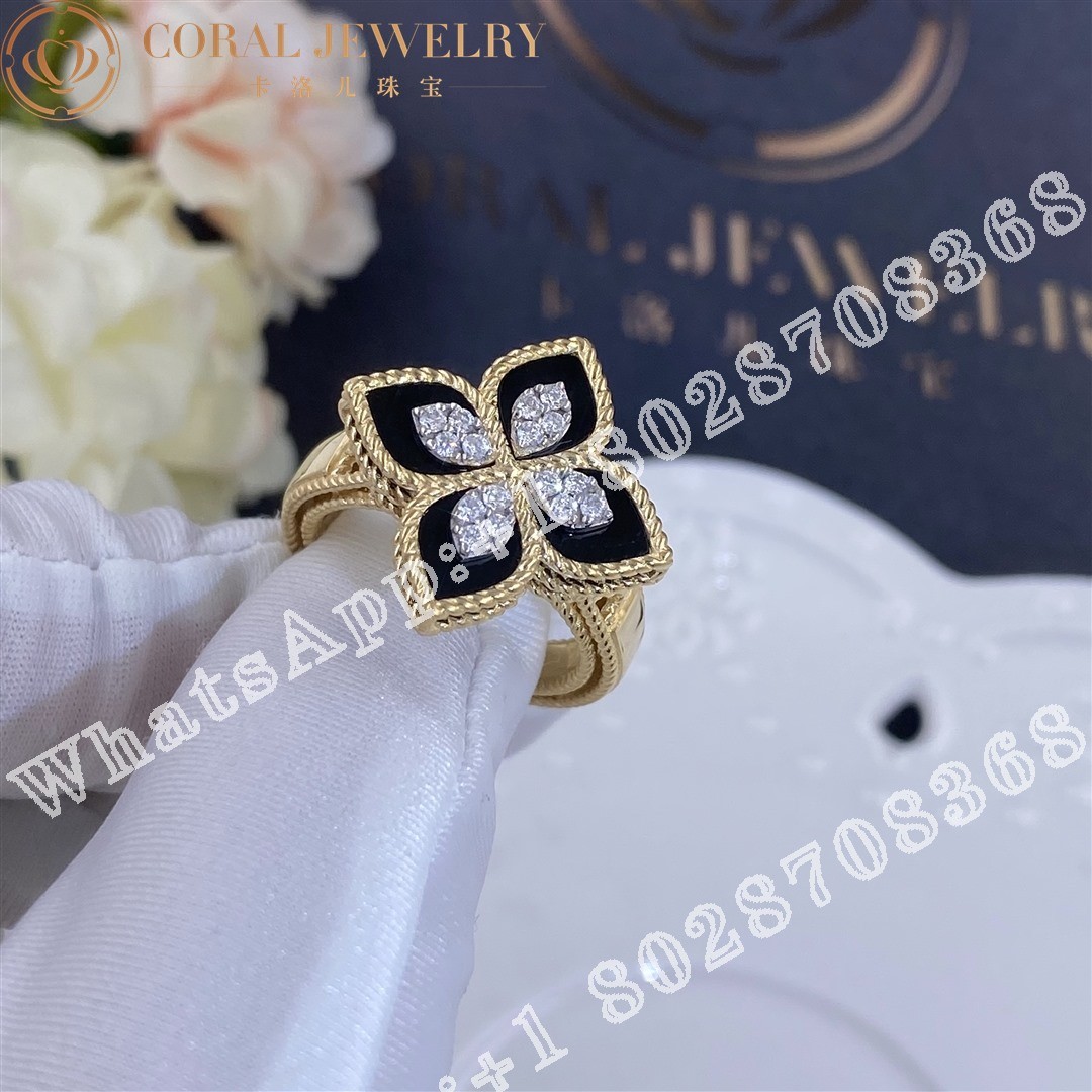 Roberto Coin Princess Flower Ring with Black Jade and Diamonds ADV888RI1837