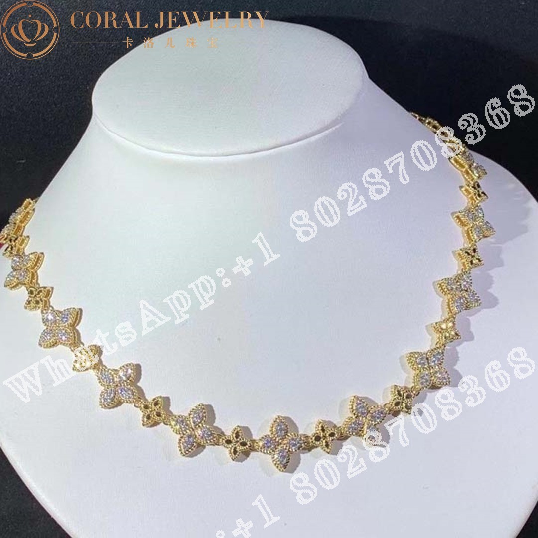 Roberto Coin Princess Flower Yellow Gold Diamonds Necklace