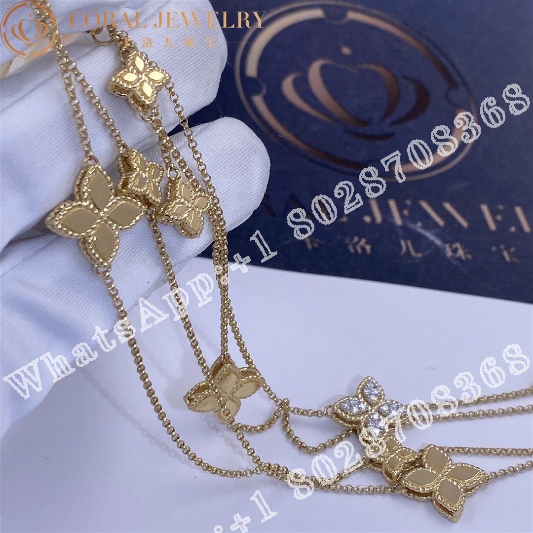 Roberto Coin YEllow Gold Diamond Princess Flower Necklace - 1.5cm