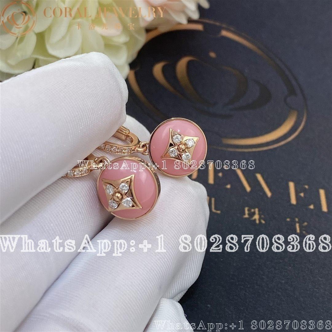 Louis Vuitton B Blossom Earrings Pink Gold White Gold Pink Opal And Diamonds Q96951 Coral (2)