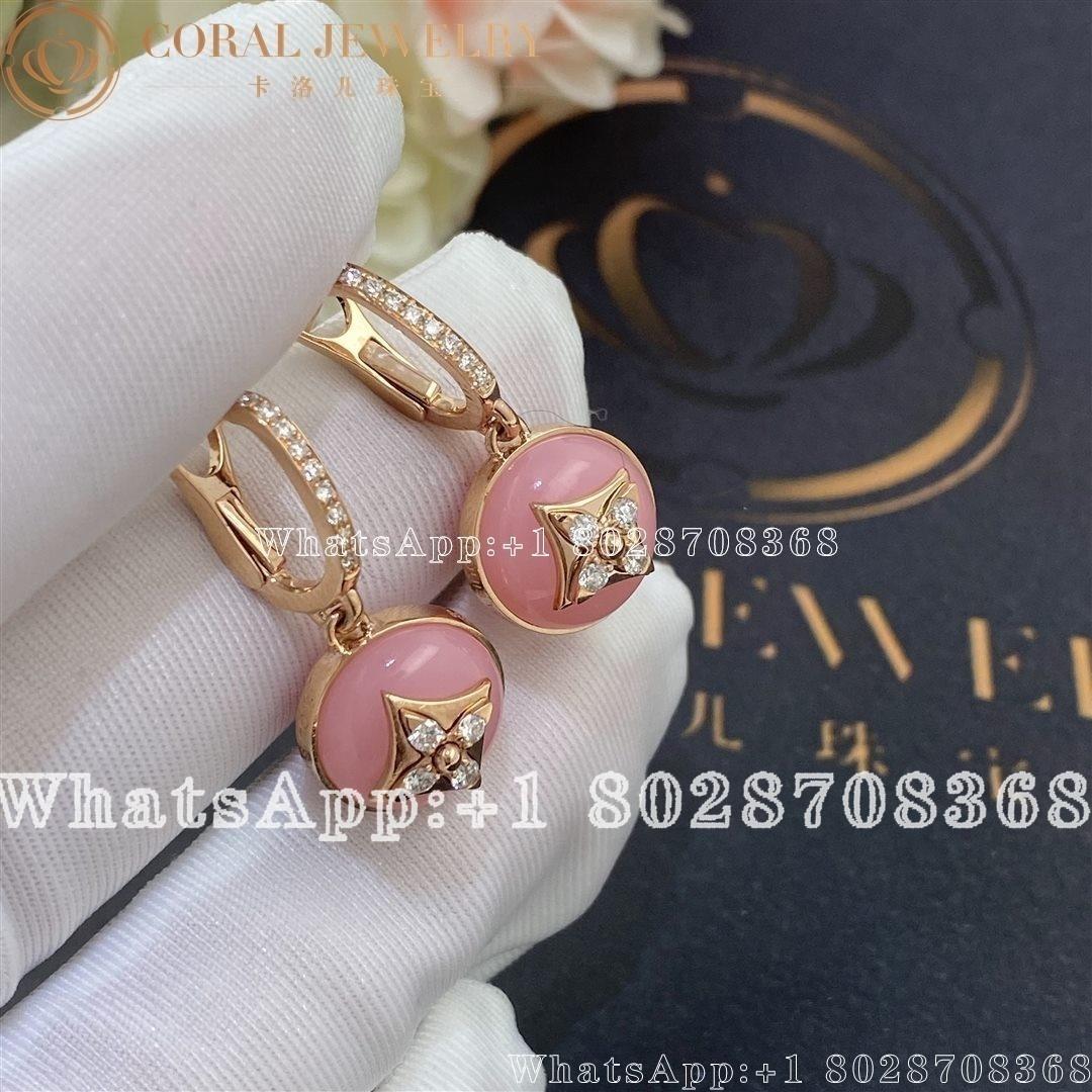 Louis Vuitton B Blossom Earrings Pink Gold White Gold Pink Opal And Diamonds Q96951 Coral (4)