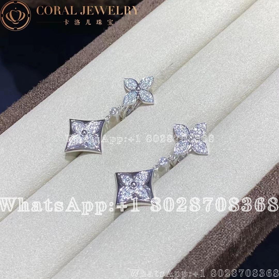 Louis Vuitton Color Blossom Long Earrings, White Gold And Diamonds Q96501 - Image 7
