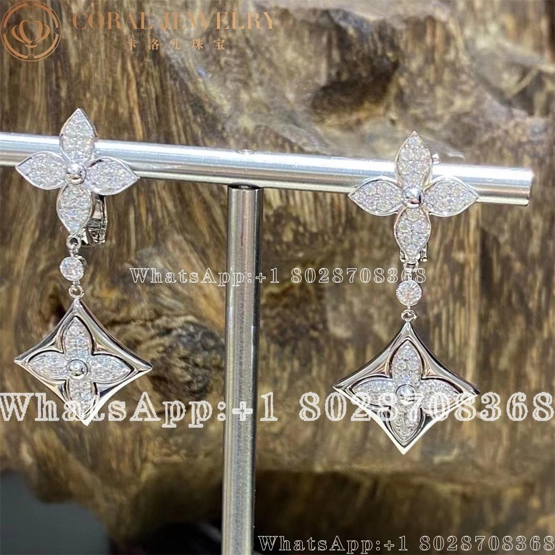 Louis Vuitton Color Blossom Long Earrings, White Gold And Diamonds Q96501 - Image 8