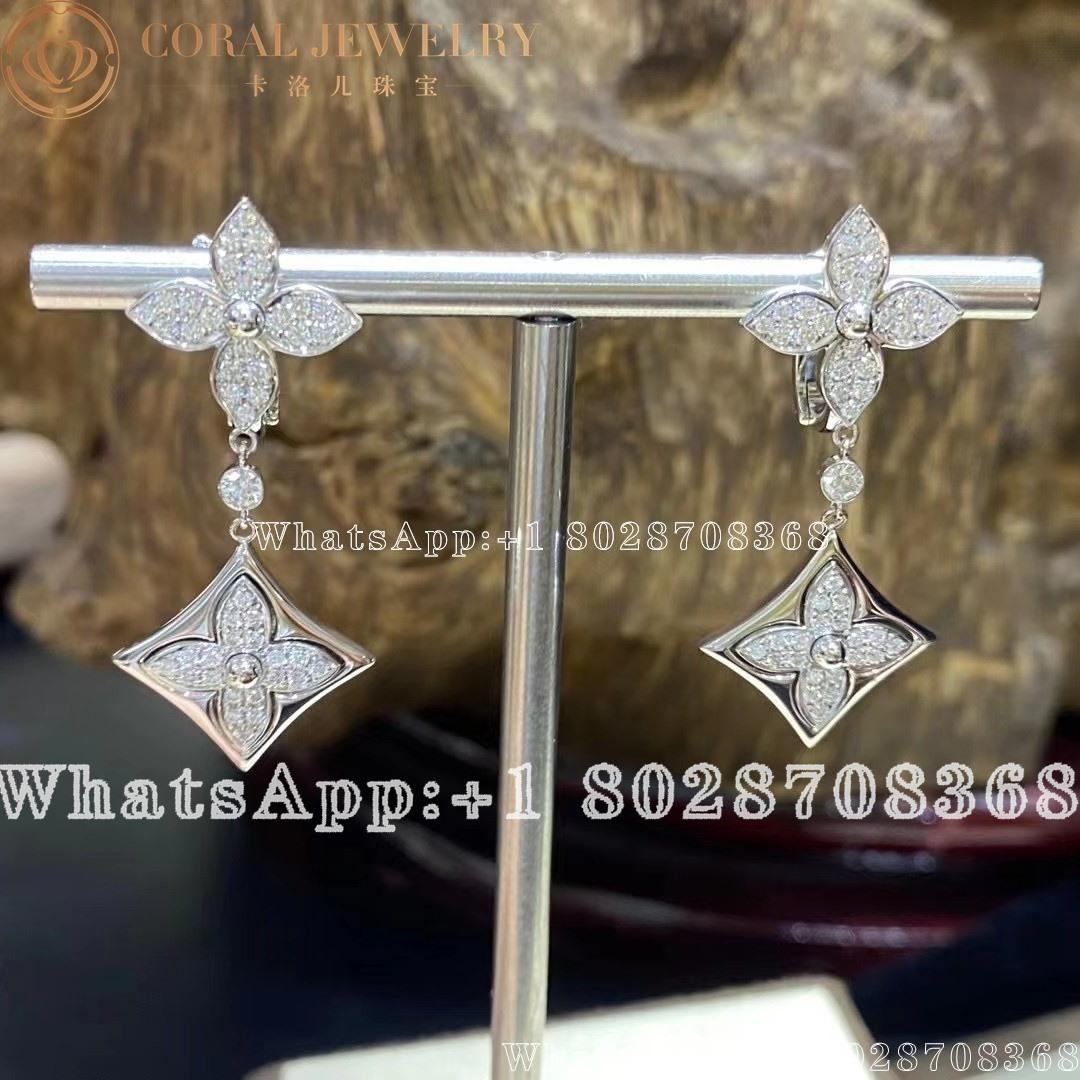 Louis Vuitton Color Blossom Long Earrings, White Gold And Diamonds Q96501 - Image 9