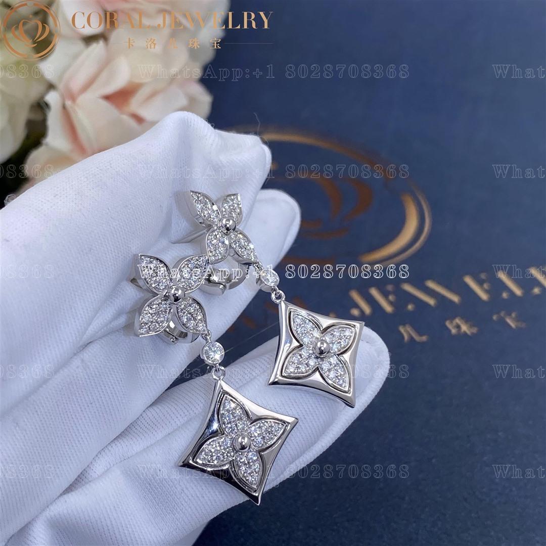 Louis Vuitton Color Blossom Long Earrings White Gold And Diamonds Q96501 Coral (2)