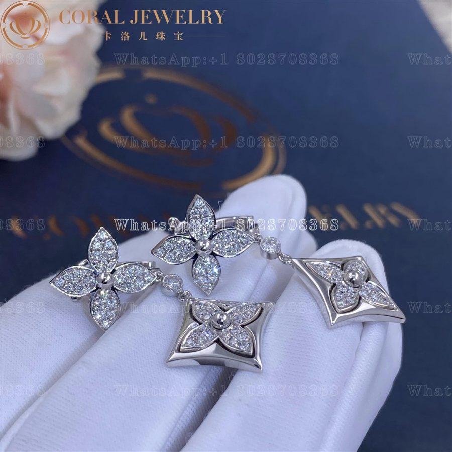 Louis Vuitton Color Blossom Long Earrings, White Gold And Diamonds Q96501 - Image 3