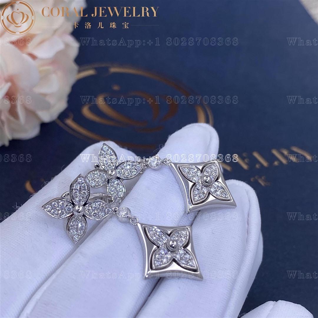 Louis Vuitton Color Blossom Long Earrings, White Gold And Diamonds Q96501 - Image 5