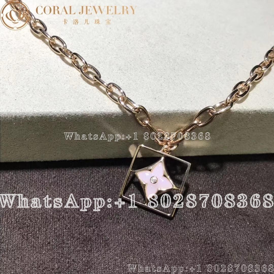 Louis Vuitton B Blossom Necklace Pink Gold White Gold Pink Opal White Mother Of Pearl And Diamonds Q94465 Coral (12)