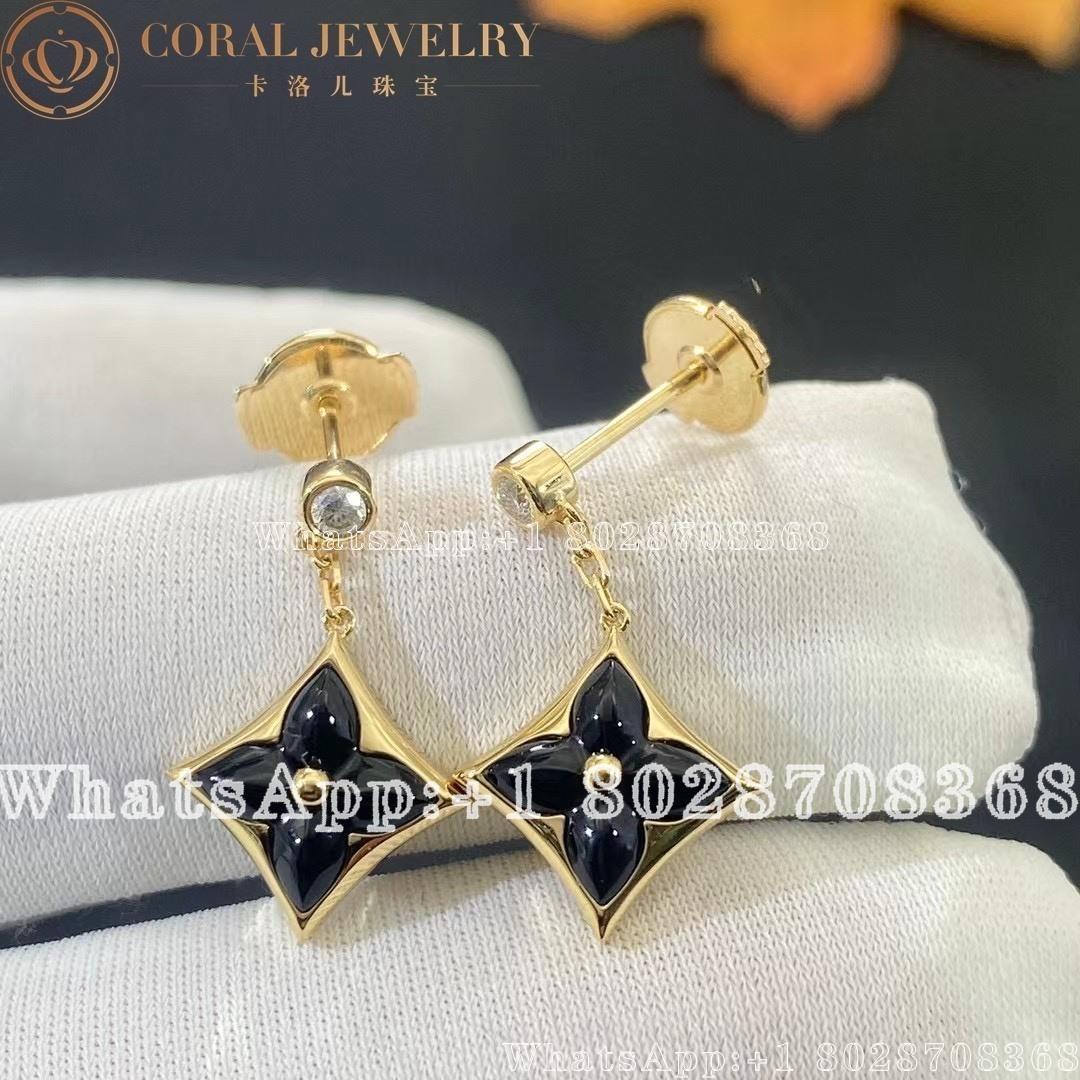 Louis Vuitton Color Blossom Bb Star Ear Studs Yellow Gold Onyx And Diamonds Q96992 Coral (1)