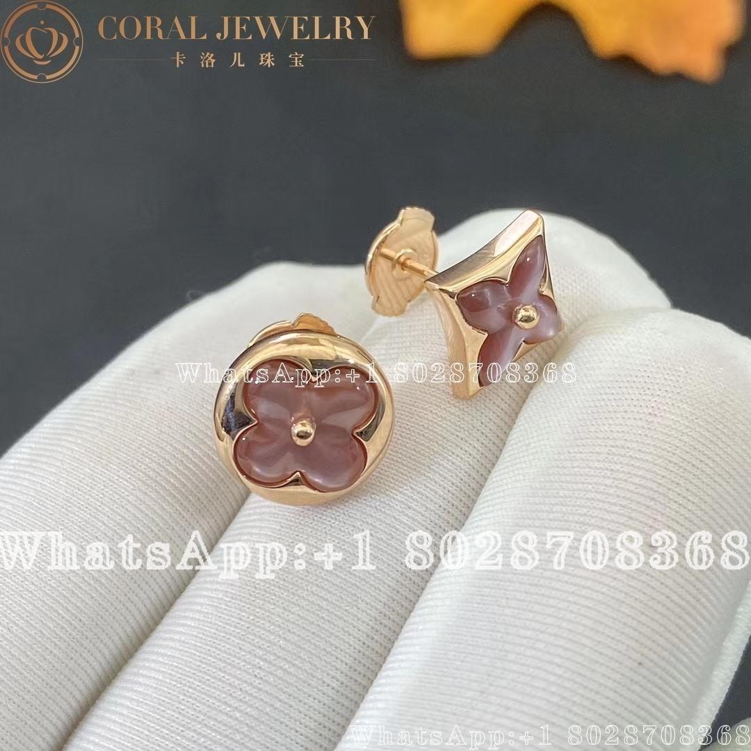 Louis Vuitton Color Blossom Star Ear Stud Rose Gold And Pink Mother Of Pearl Q96426 Coral (12)