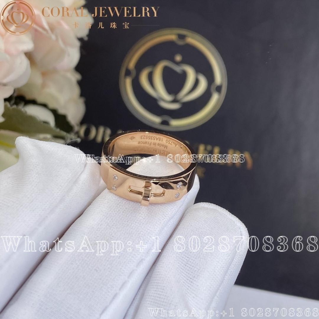 Hermes Kelly Ring In Rose Gold Set With 4 Diamonds Small Model Coral (6)