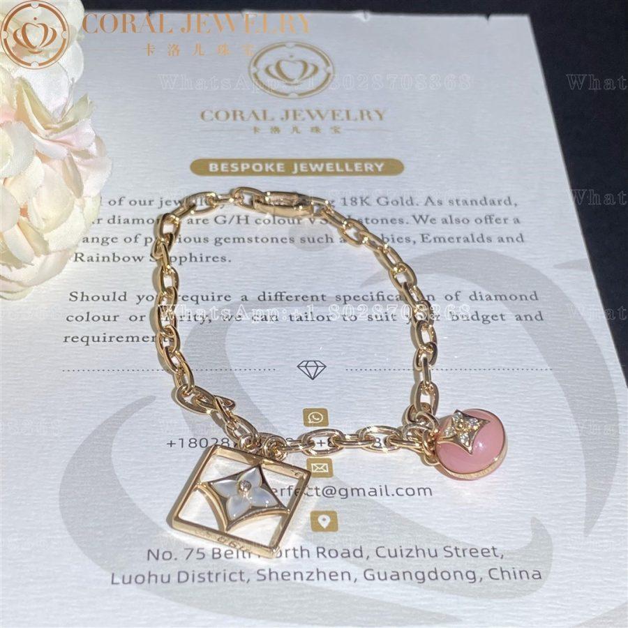 Louis Vuitton B Blossom Bracelet, Pink Gold, White Gold, Pink Opal, White Mother-Of-Pearl And Diamonds Q95756 - Image 8