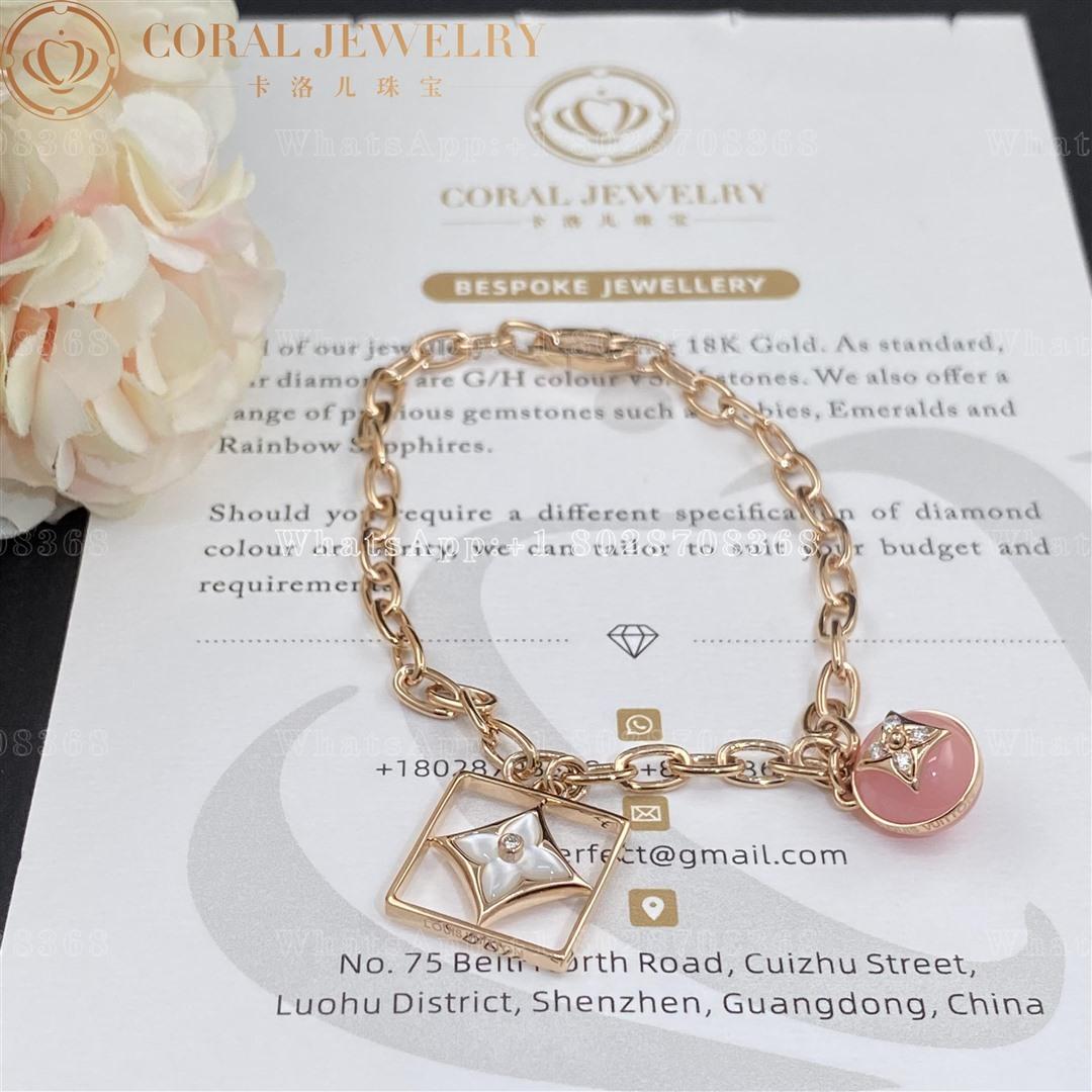 Louis Vuitton B Blossom Bracelet Pink Gold White Gold Pink Opal White Mother Of Pearl And Diamonds Q95756 Coral (21)