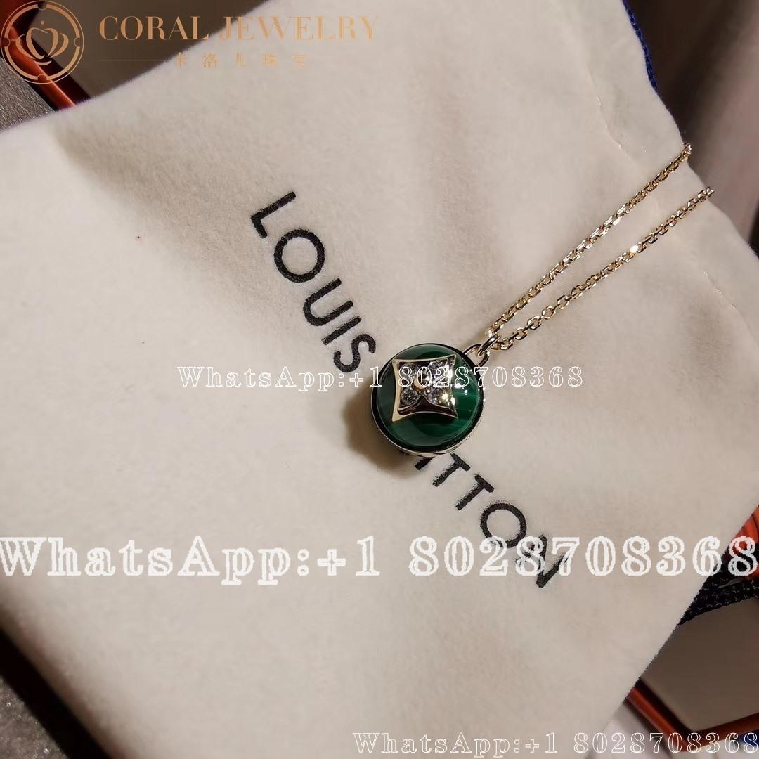 Louis Vuitton B Blossom Pendant Yellow Gold White Gold Malachite And Diamonds Q93792 Coral (4)