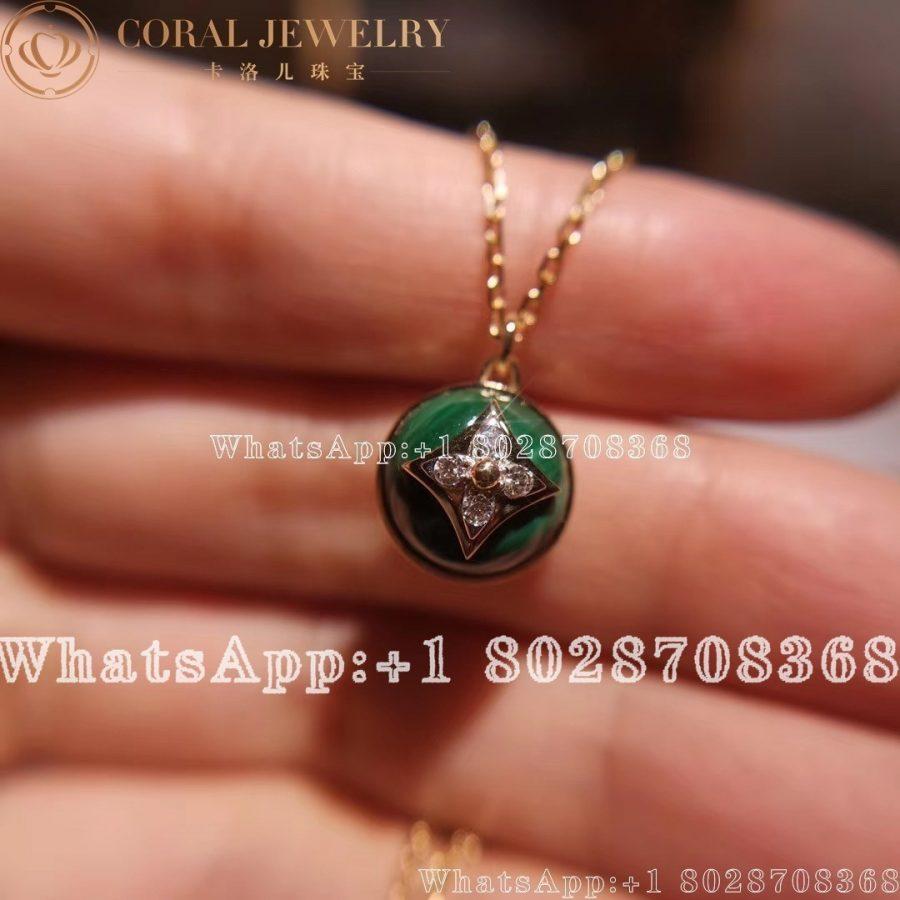 Louis Vuitton B Blossom Pendant, Yellow Gold, White Gold, Malachite And Diamonds Q93792 - Image 5