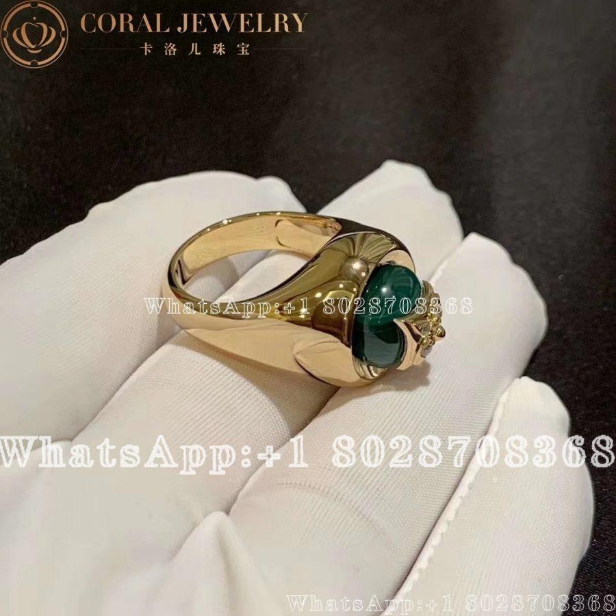 Louis Vuitton B Blossom Signet Ring, Yellow Gold, White Gold, Malachite And Diamonds  Q9N50J - Image 3