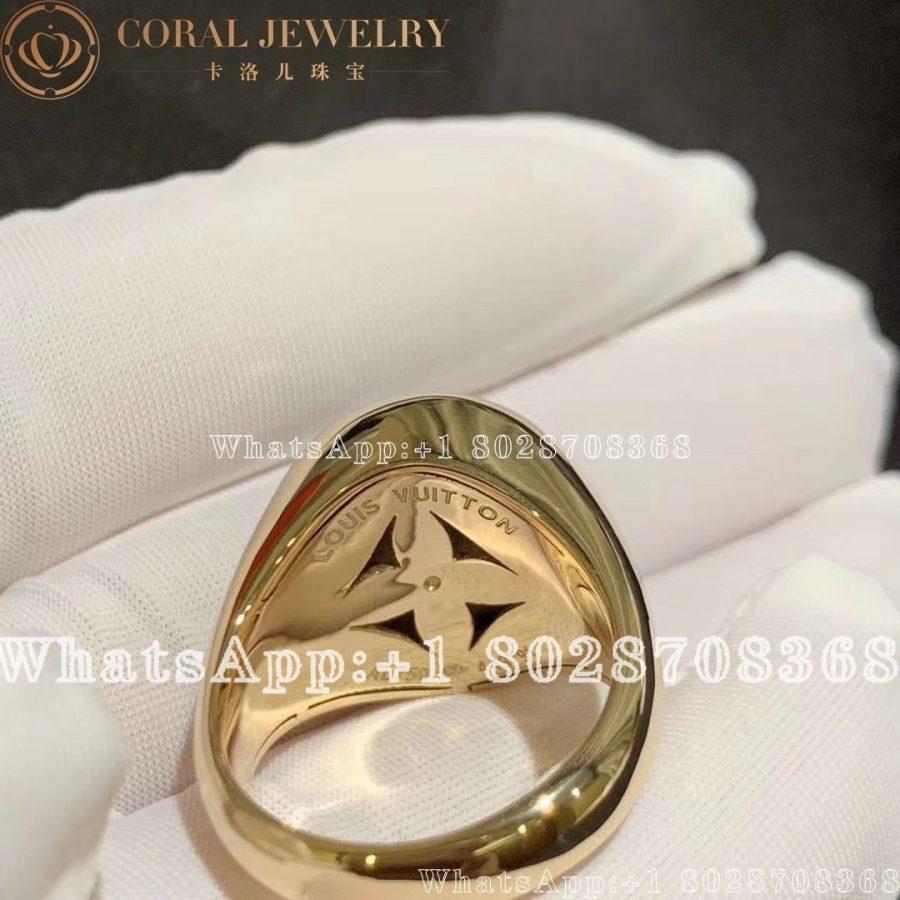 Louis Vuitton B Blossom Signet Ring, Yellow Gold, White Gold, Malachite And Diamonds  Q9N50J - Image 4