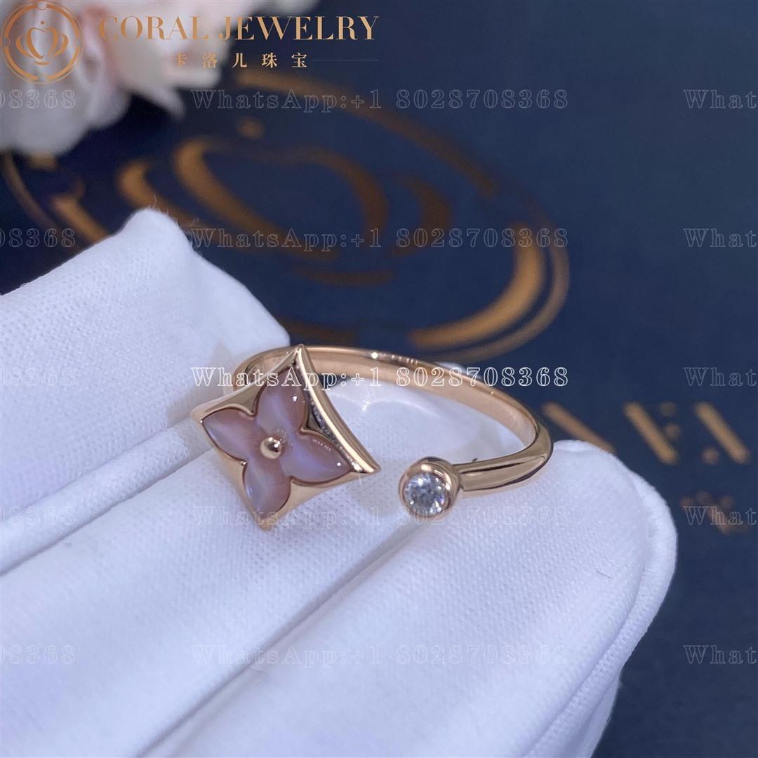 Louis Vuitton Color Blossom Mini Star Ring Pink Gold Pink Mother Of Pearl And Diamond Q9n07f Coral (1)