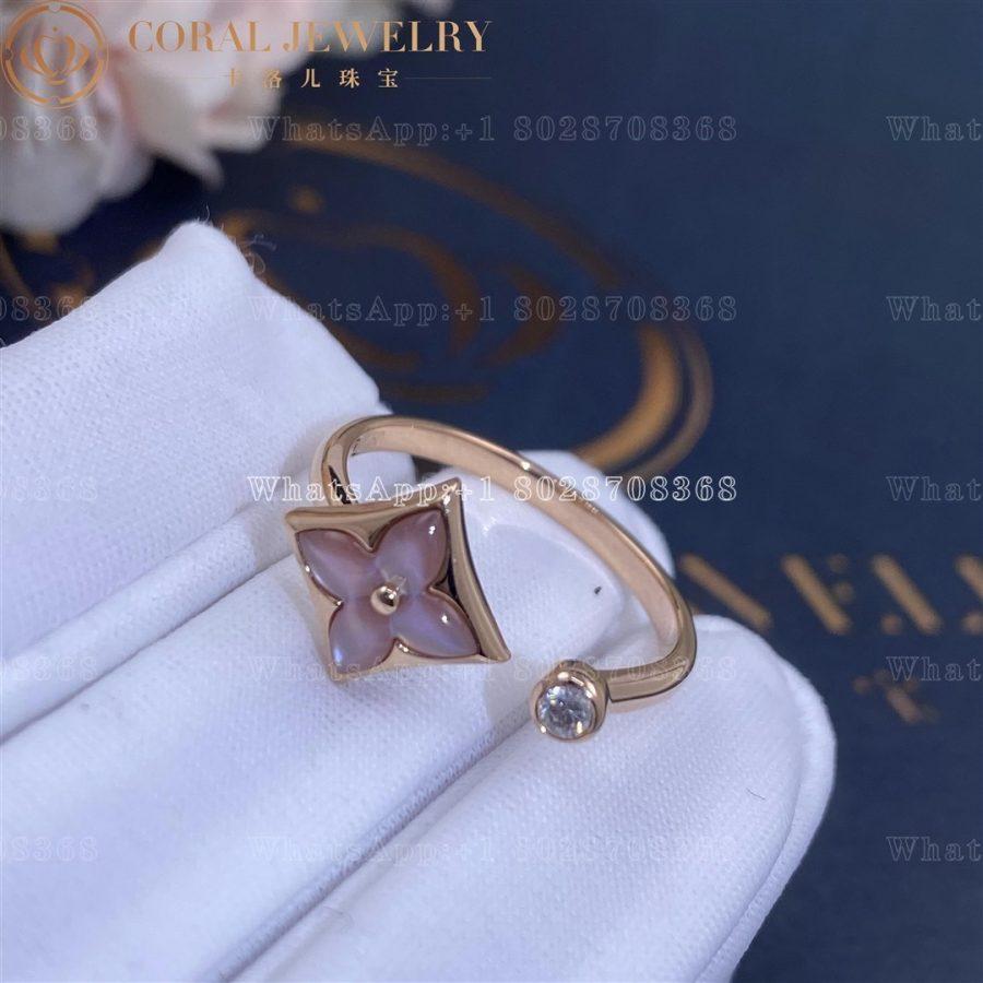 Louis Vuitton Color Blossom Mini Star Ring, Pink Gold, Pink Mother-Of-Pearl And Diamond Q9N07F - Image 4