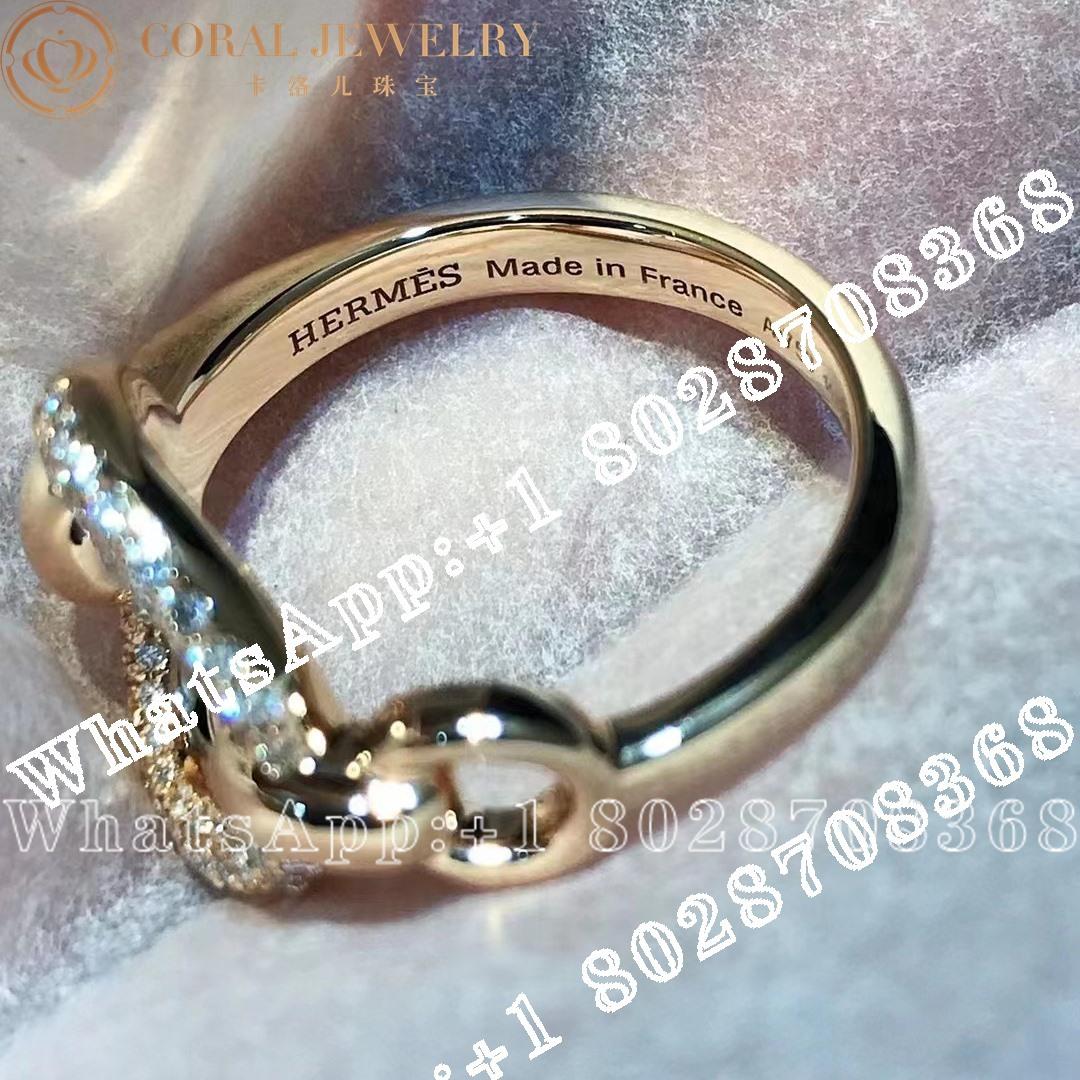 Hermes 18k Rose Gold Diamond Filet Dor Ring Coral (3)