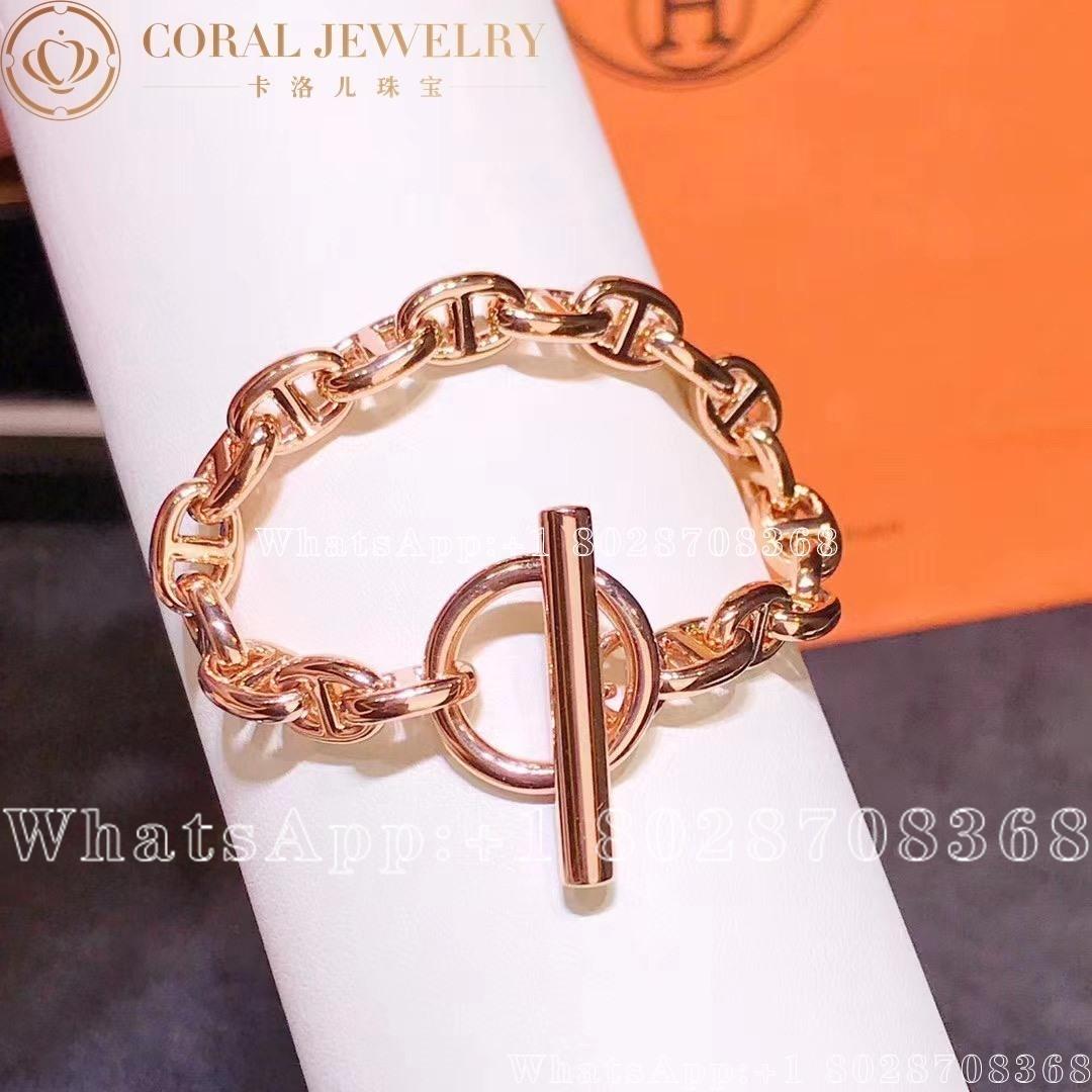 Hermes Chaine Dancre Enchainee Rose Gold Bracelet Coral (5)