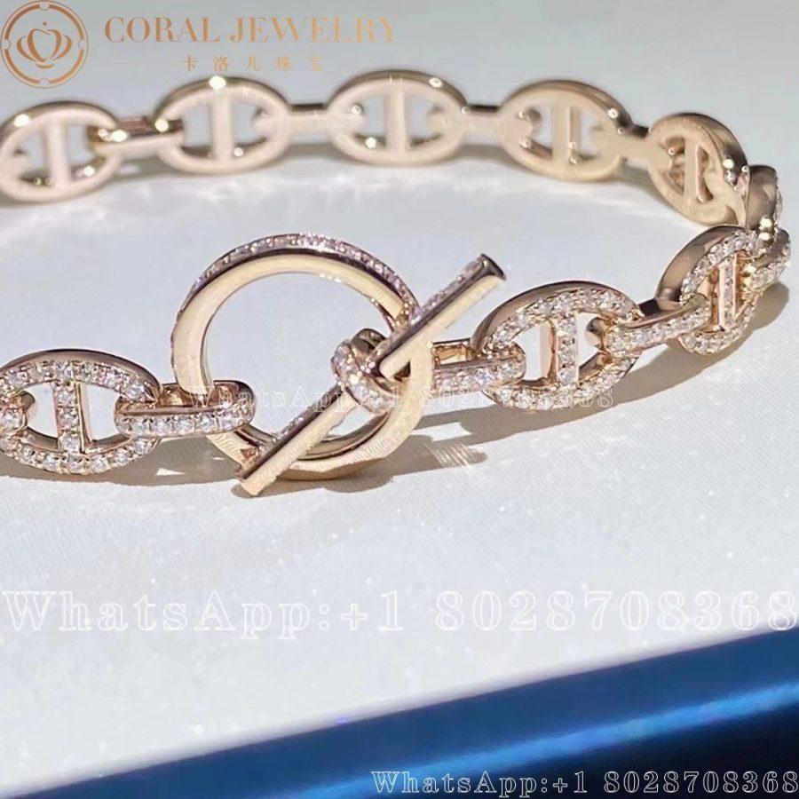 Hermès Chaine d'Ancre Enchainee rose gold Diamonds bracelet - Image 3