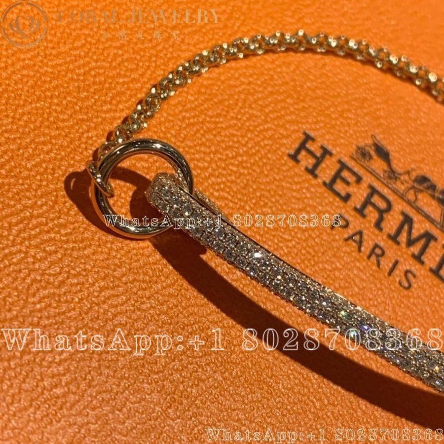 Hermès Clou de forge bracelet in rose gold set with diamonds and toggle closure - Image 4