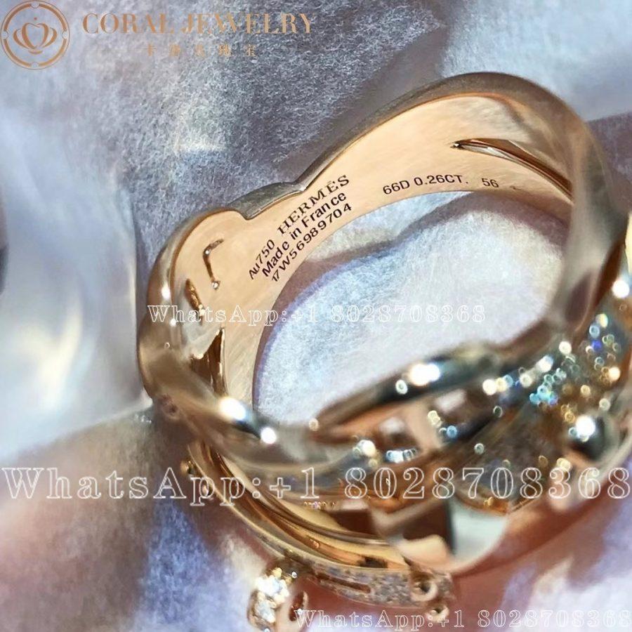 Hermes Kelly Rose Gold Diamond Ring Large Model - Image 7