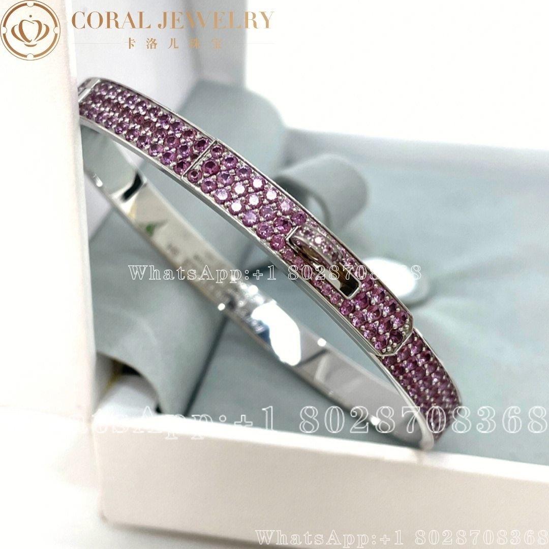 Hermes Kelly 18k Pink Pave Diamond White Gold Bracelet Coral (3)