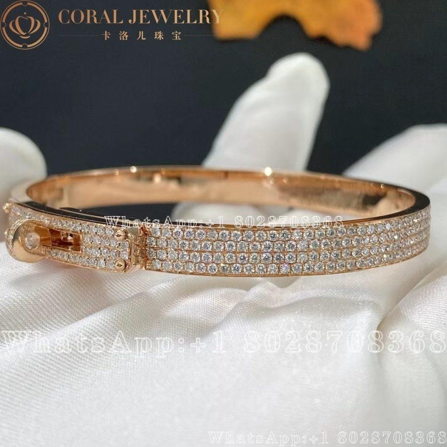 Hermès Kelly Diamond Pave Bangle Rose Gold Bracelet H109500B - Image 5