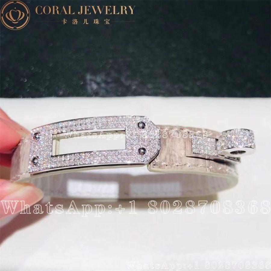 Hermès Kelly bracelet, medium model White crocodile skin - Image 3