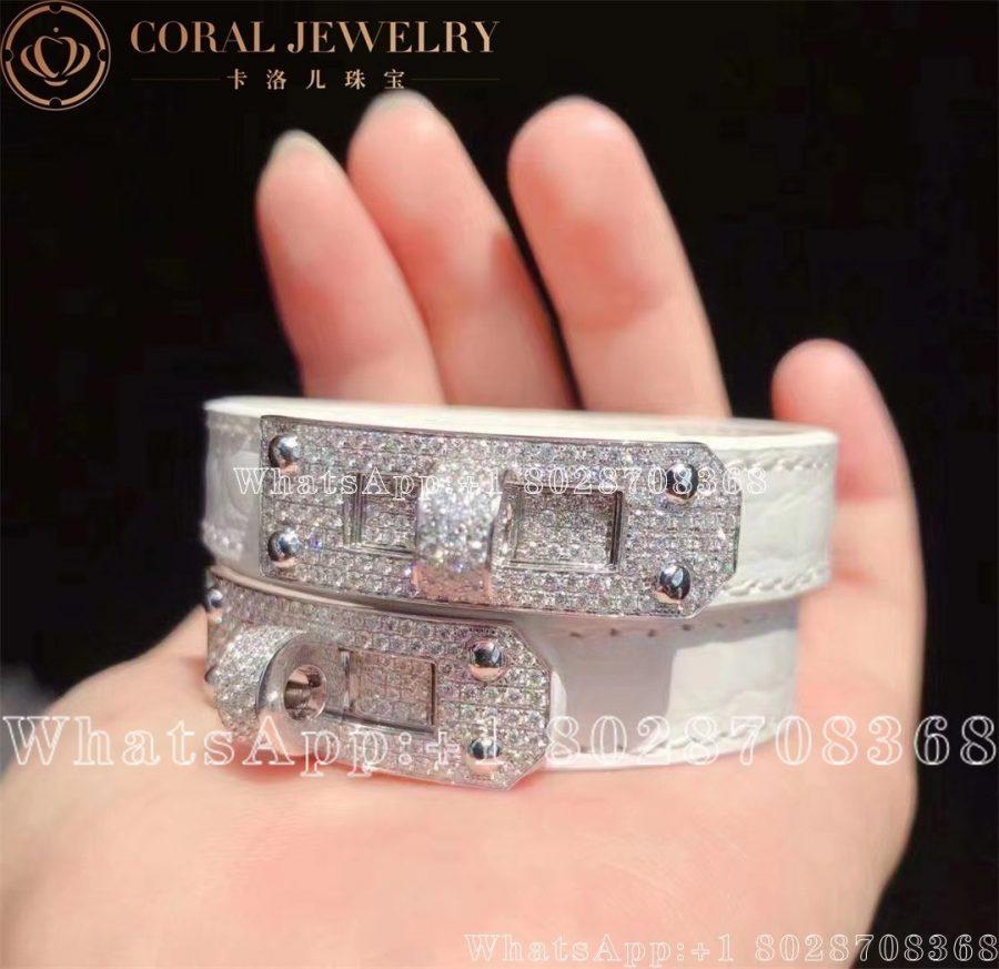 Hermès Kelly bracelet, medium model White crocodile skin - Image 5