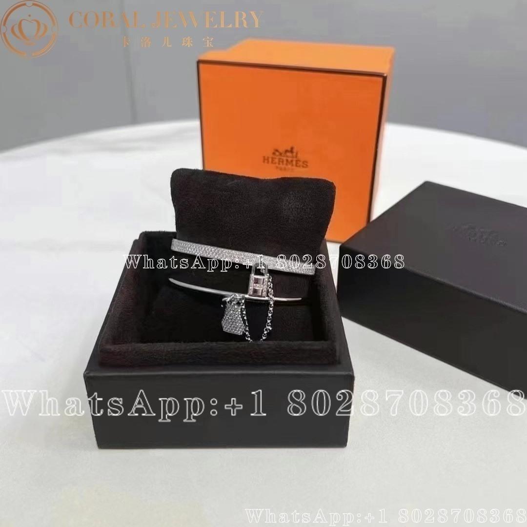 Hermes Kelly Cadenas Double Bracelet In White Gold With Diamonds Coral (4)