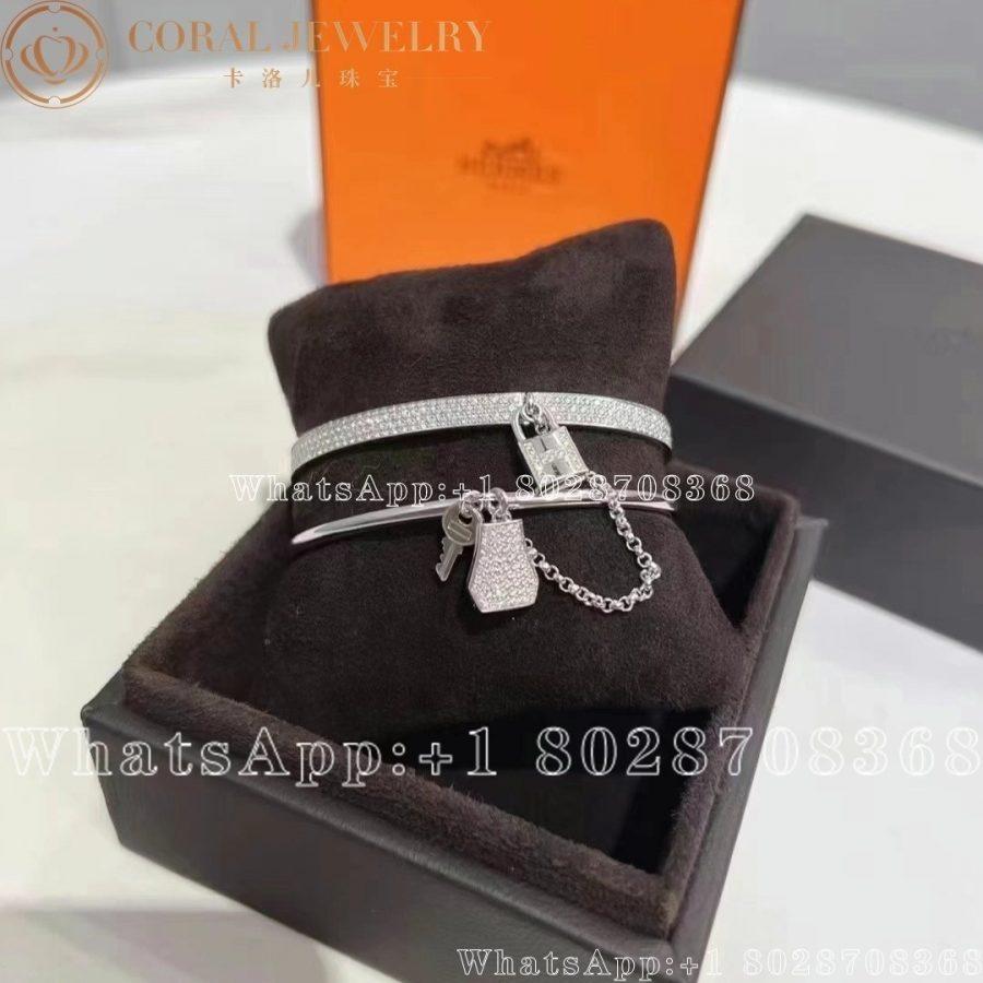 Hermes Kelly Cadenas Double bracelet in white gold with diamonds - Image 3