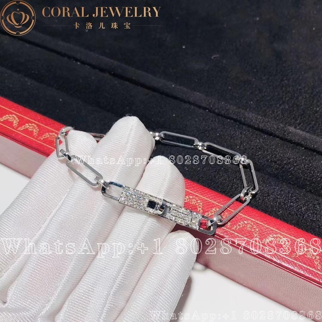 Hermes Kelly Chaine White Gold Bracelet Small Model Coral (10)