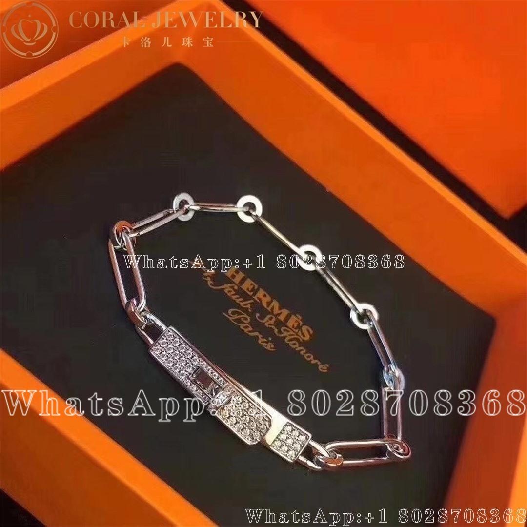 Hermes Kelly Chaine White Gold Bracelet Small Model Coral (4)