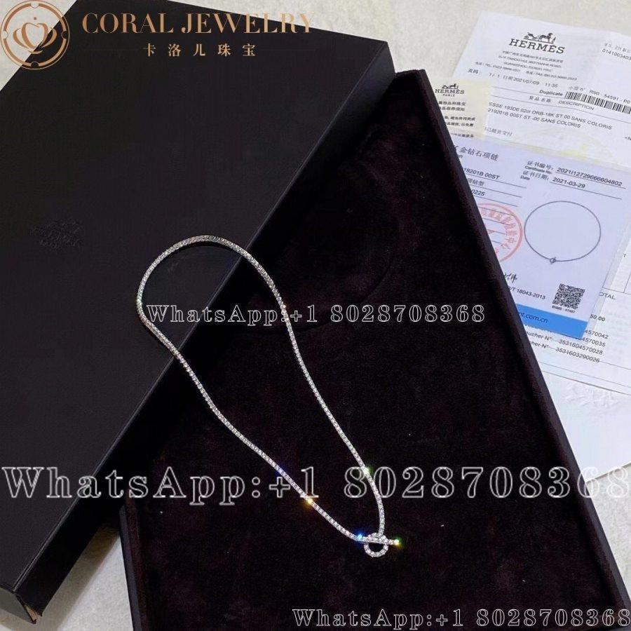 Hermès 18K White Gold Diamond Finesse Link Necklace - Image 7