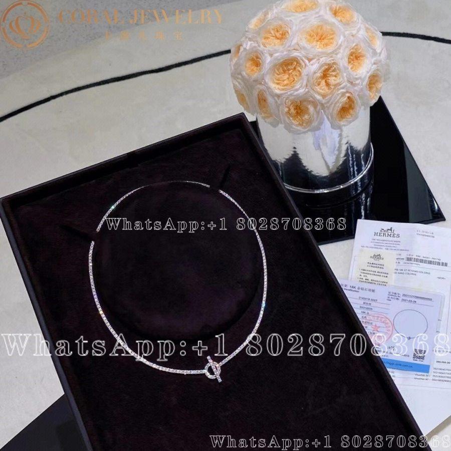 Hermès 18K White Gold Diamond Finesse Link Necklace - Image 8