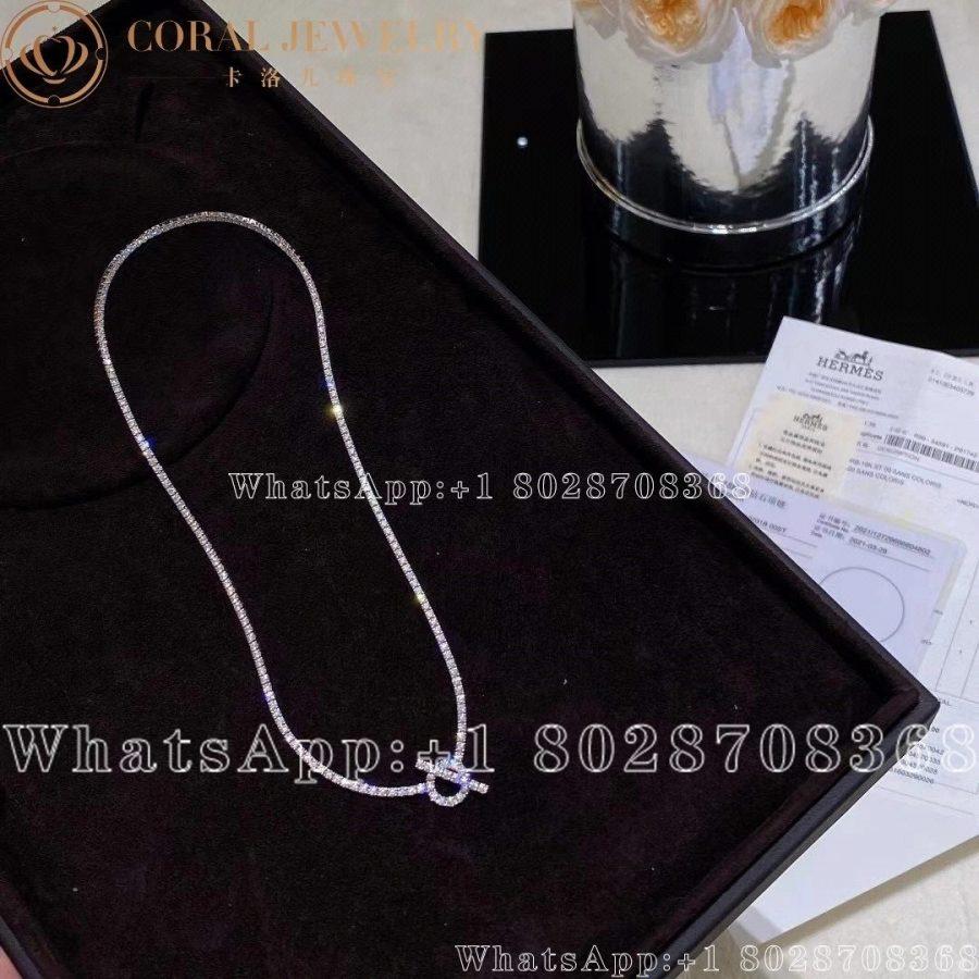 Hermès 18K White Gold Diamond Finesse Link Necklace - Image 9