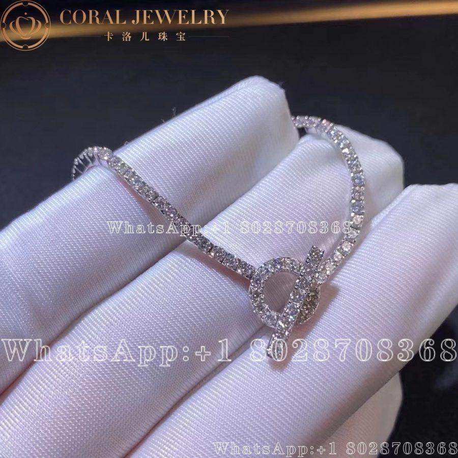 Hermès 18K White Gold Diamond Finesse Link Necklace - Image 3