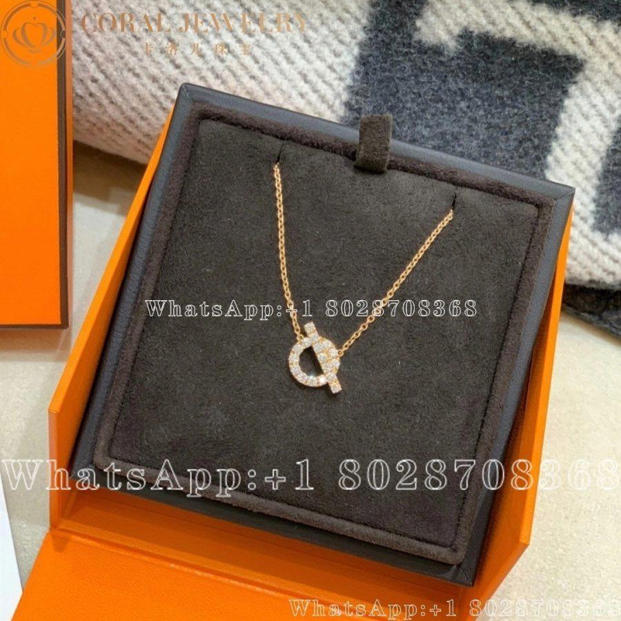 Hermès Finesse Pendant in rose gold set with diamonds - Image 6