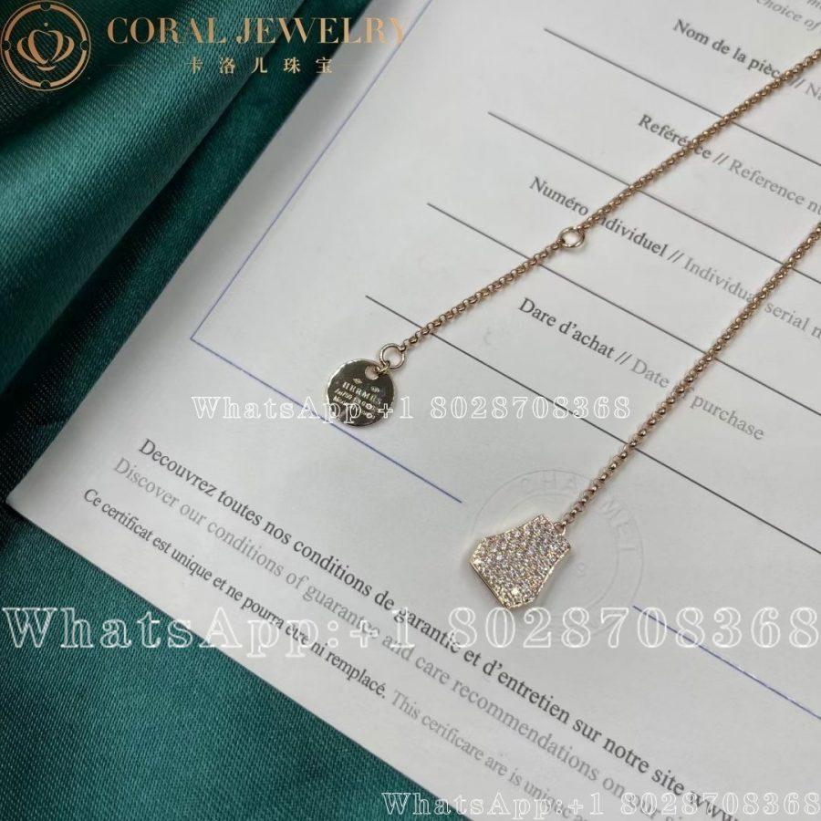 Hermès Kelly Clochette Necklace in rose gold set with diamonds - Image 8