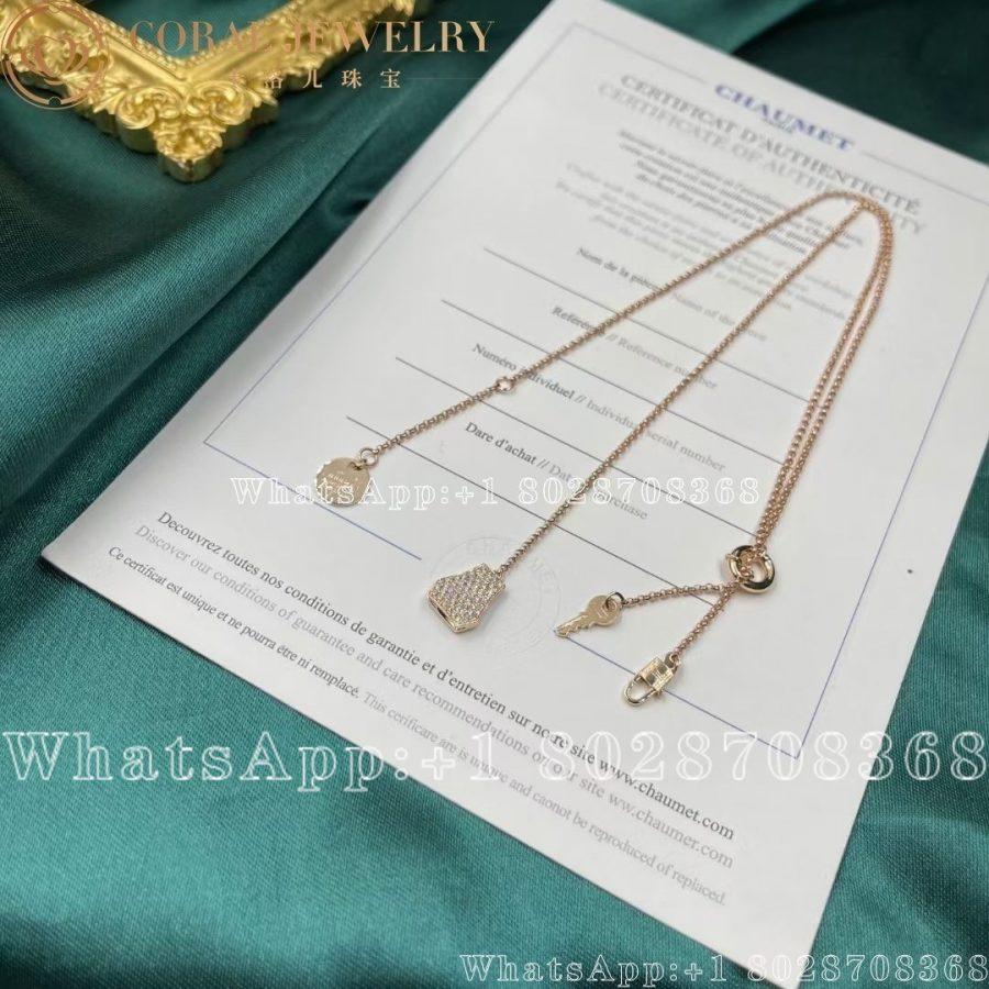 Hermès Kelly Clochette Necklace in rose gold set with diamonds - Image 9